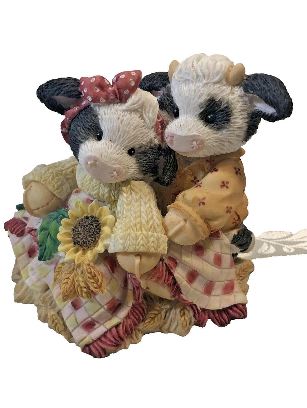 Mary's Moo Moos "Hay Let's Cud-dle" #142867 1995 Enesco Corp Cow Babies Cuddling